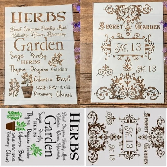 2Pcs/Lot A4 Flower Words Garden DIY Craft Layering Stencils Painting Scrapbooking Stamping Embossing Album Paper Template