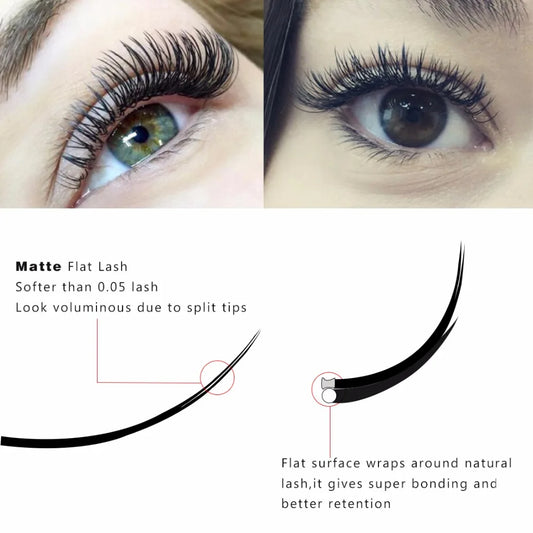 New Matte Flat Eyelash Extensions Wholesale Individual Mink Softer Eyelashes Supplies Ellipse Cashmere Lash Split Tips  Volume