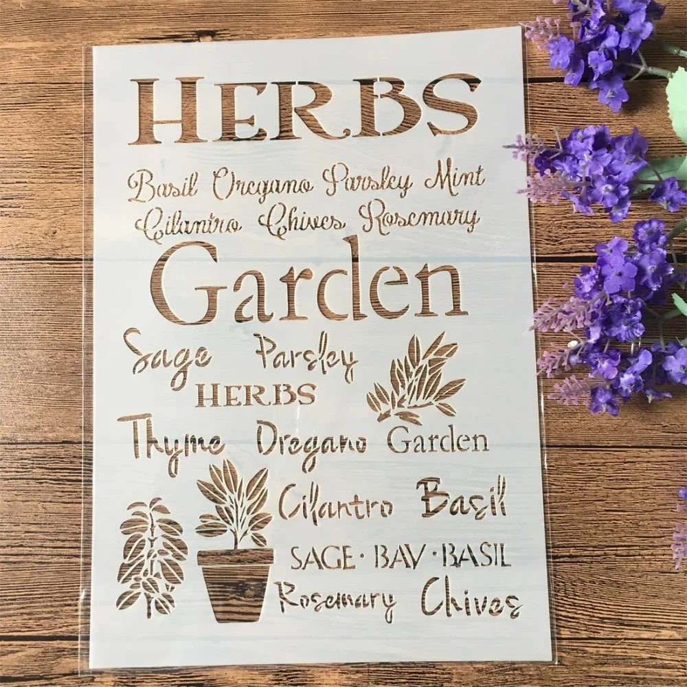 2 Stück/Packung A4 Blumenwörter Garten DIY Basteln Schicht-Schablonen Malerei Scrapbooking Stempeln Prägen Album Papiervorlage