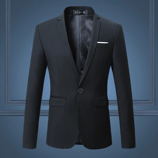High Quality Gentleman Men Slim Casual White Suit , Large Size Brands Men's business Casual Flow of Pure Color Blazers Men - Shoppiline