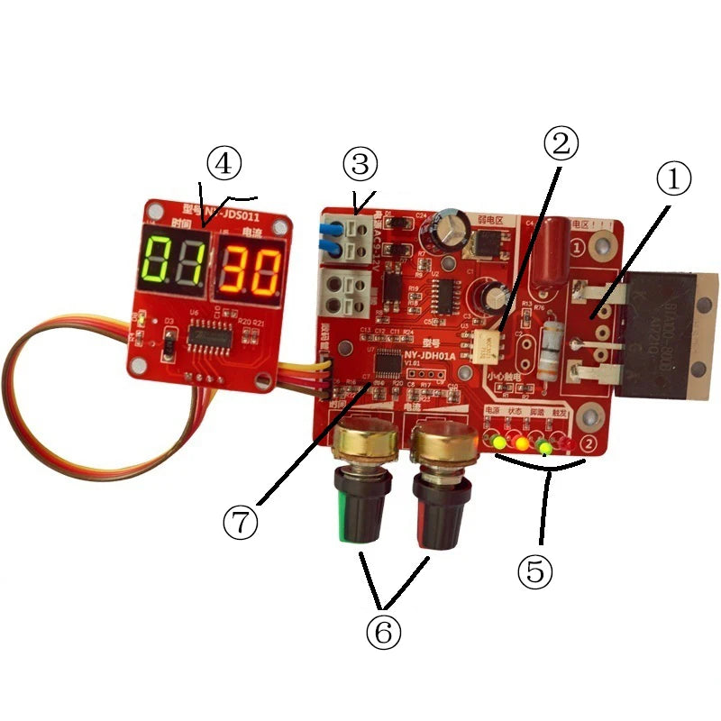 AC9-12V DIY NY-D01 Control Board 40A/100A Spot Welding Machine Control Board Welder Panel Adjust Time Current Digital Display - Shoppiline