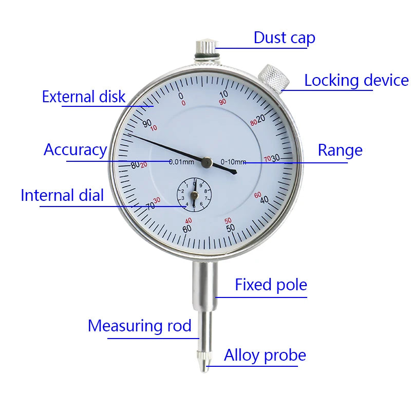 Precision 0.01mm Dial Indicator Gauge 0-10mm Meter Precise 0.01mm Resolution Indicator Gauge Mesure Instrument Tool Dial Gauge - Shoppiline