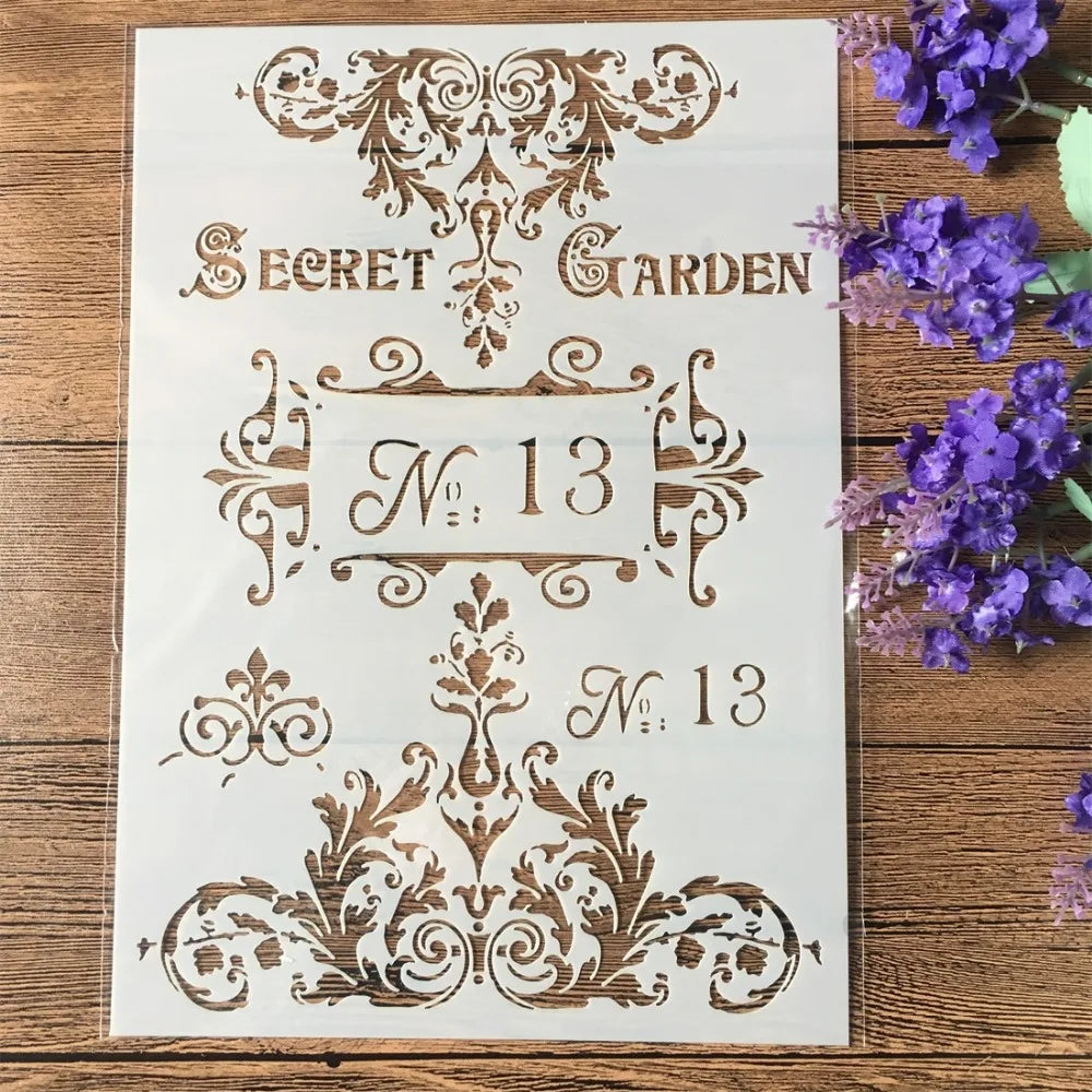 2 Stück/Packung A4 Blumenwörter Garten DIY Basteln Schicht-Schablonen Malerei Scrapbooking Stempeln Prägen Album Papiervorlage
