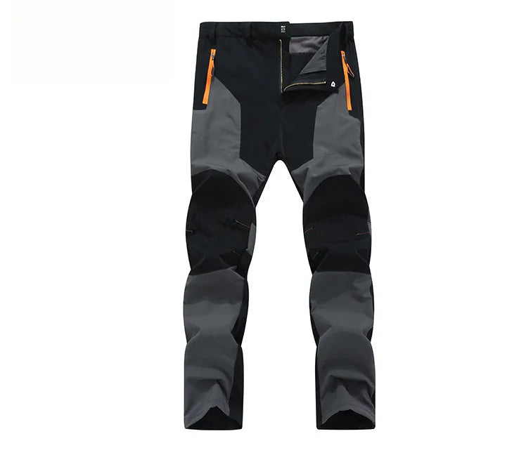 TRVLWEGO Men Summer Hiking Pants Wear-resistant Water Splash Prevention Quick Dry UV Proof Elastic Thin Camping Trousers