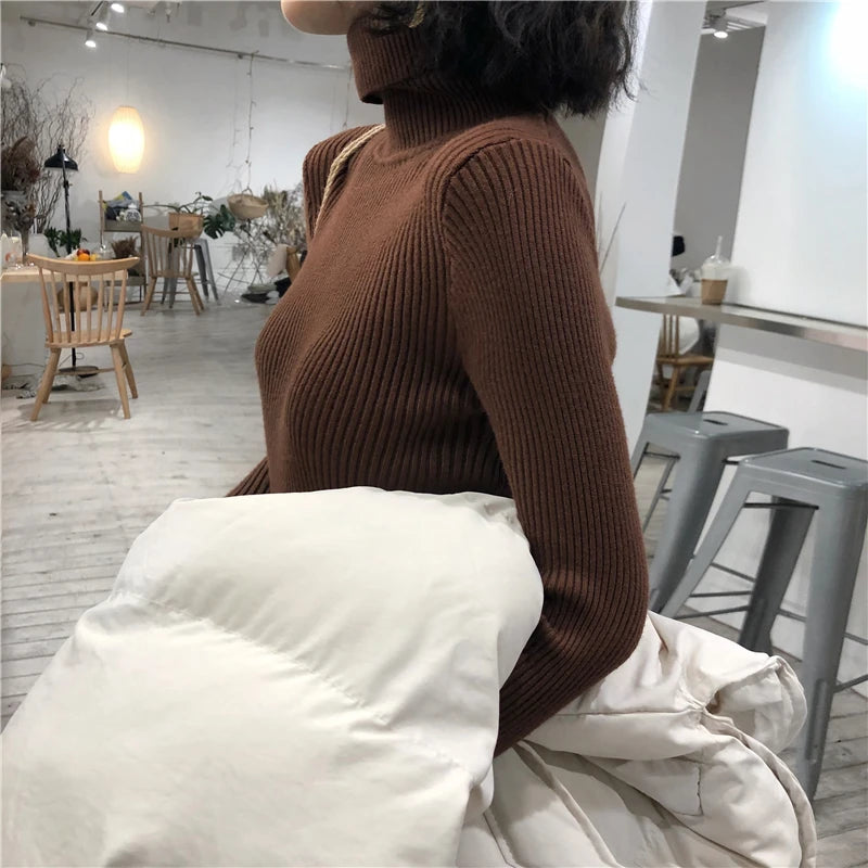 Turtleneck Sweater Womens 2026 Autumn Winter Tops Korean Slim Women Pullover Jumper Knitted Sweater Pull Femme Hiver Truien