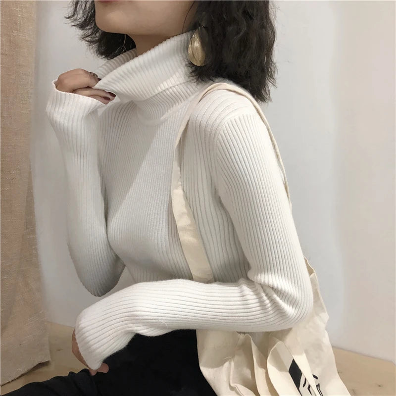 Turtleneck Sweater Womens 2026 Autumn Winter Tops Korean Slim Women Pullover Jumper Knitted Sweater Pull Femme Hiver Truien