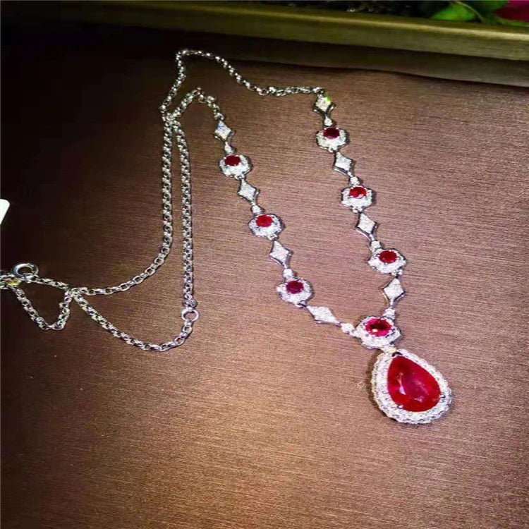Indian Jewelry Gold 18k Gold  South Africa Real Diamond Natural Ruby Necklace for Women Fashion Jewelry Set - Shoppiline