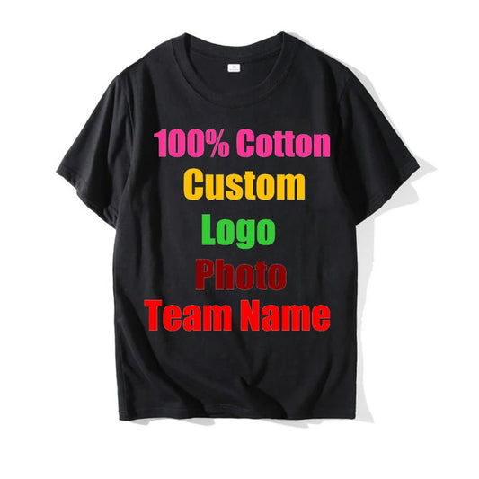 2025 Unisex Custom Design LOGO Printing Personalized Men's  Harajuku Solid Color Text Photos Clothing Ads Pure Cotton T-shirt - Shoppiline