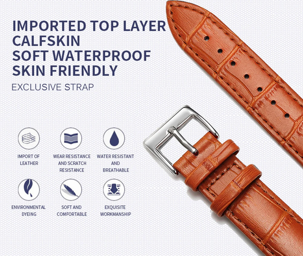 Premium Genuine Leather Watchbands 12/14/16/18/19/20/21/22/24 mm Watch Band Strap High Quality Wrist Belt Bracelet + Tool