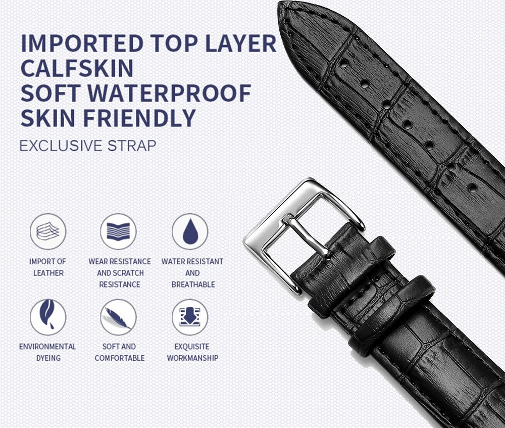 Premium Genuine Leather Watchbands 12/14/16/18/19/20/21/22/24 mm Watch Band Strap High Quality Wrist Belt Bracelet + Tool