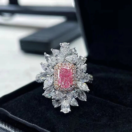 SGARIT Jewelry Pink Diamond Engagement Rings 0.83CT VS2 Natural Pink Diamond  Certified 18K Real Gold Women Luxury Rings - Shoppiline