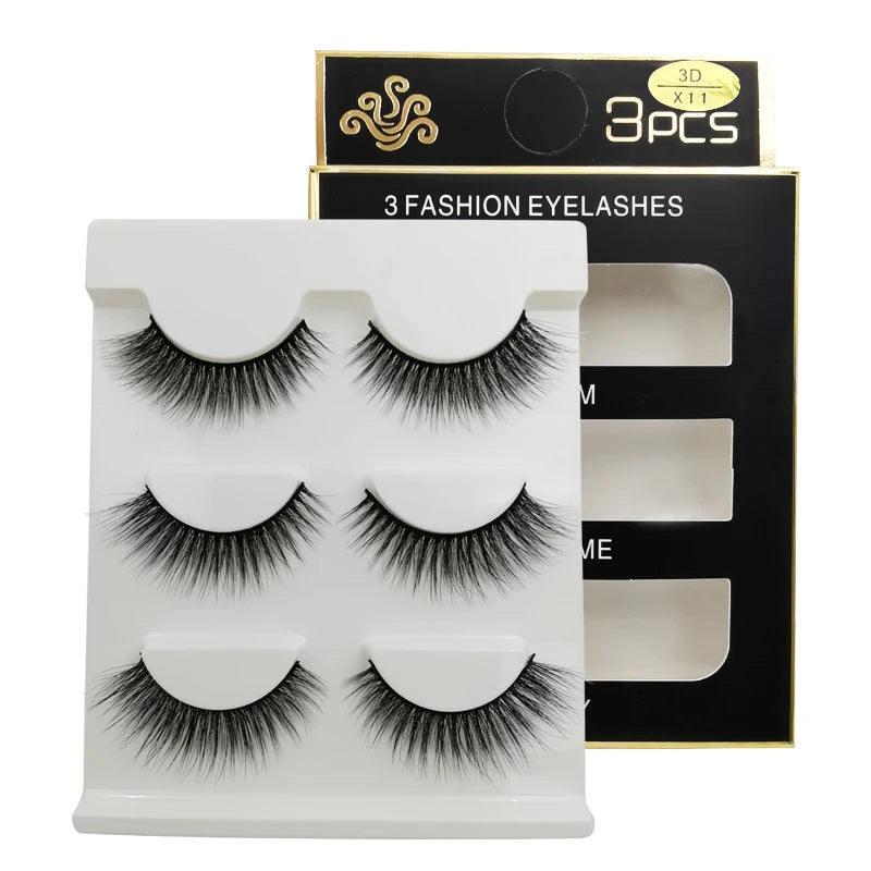 Neu 3 Paar natürliche falsche Wimpern Fake Lashes langes Make-up 3D Nerzwimpern Verlängerung Wimper Nerzwimpern für Schönheit #X11