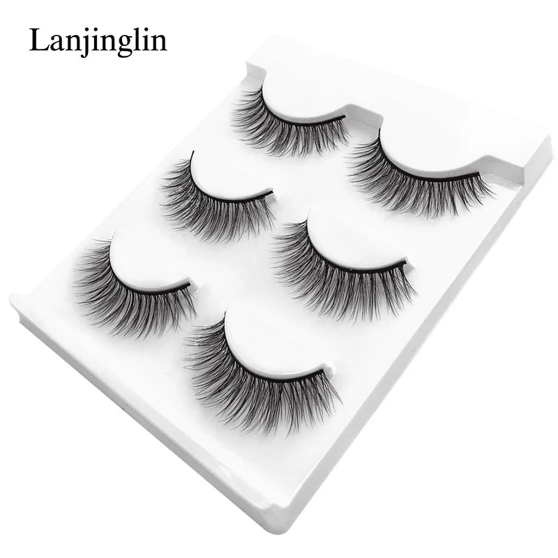 Neu 3 Paar natürliche falsche Wimpern Fake Lashes langes Make-up 3D Nerzwimpern Verlängerung Wimper Nerzwimpern für Schönheit #X11