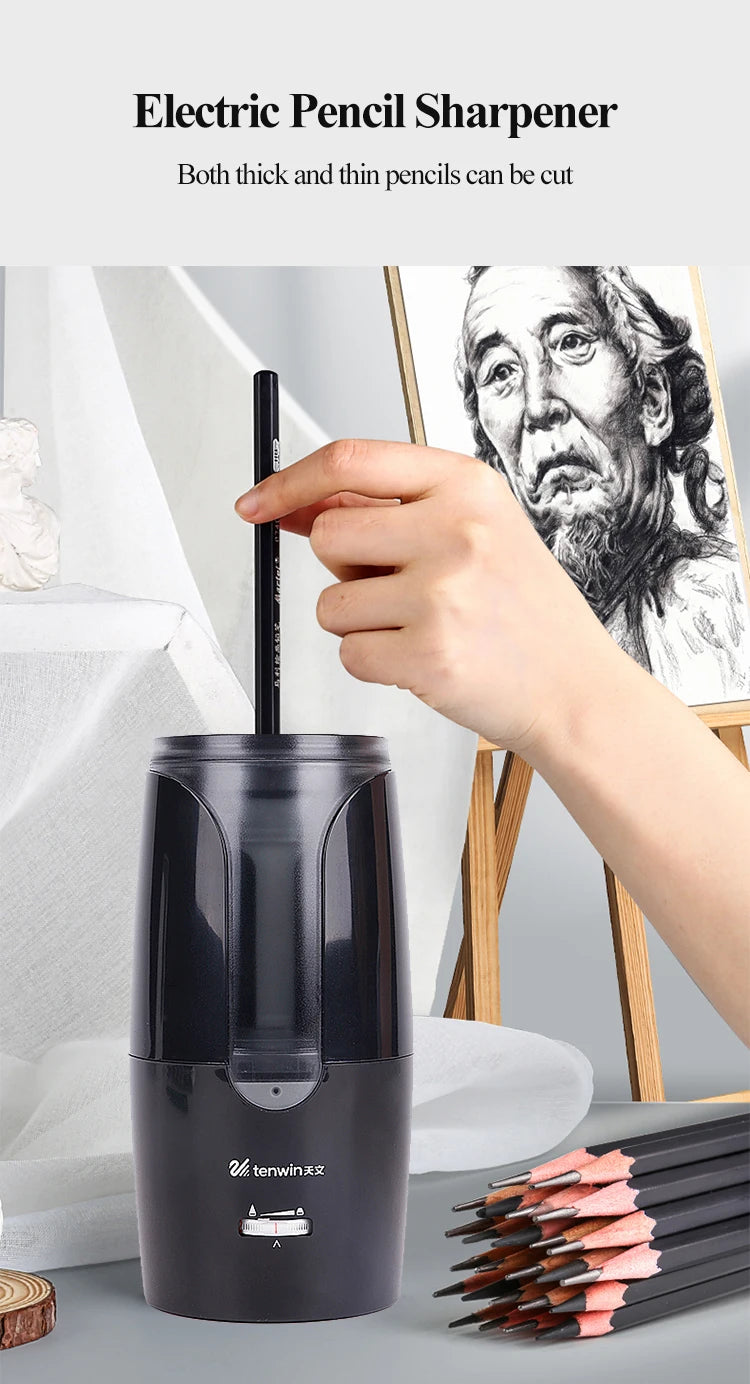 Tenwin Automatic Electric Pencil Sharpener For Colored Pencils Sharpen Mechanical Office School Supplies Stationery Free Ship - Shoppiline