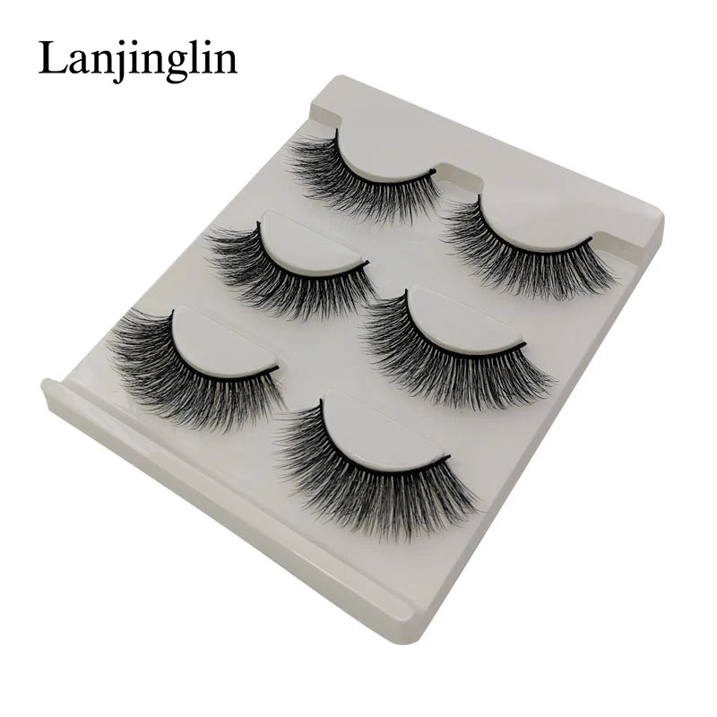 Neu 3 Paar natürliche falsche Wimpern Fake Lashes langes Make-up 3D Nerzwimpern Verlängerung Wimper Nerzwimpern für Schönheit #X11