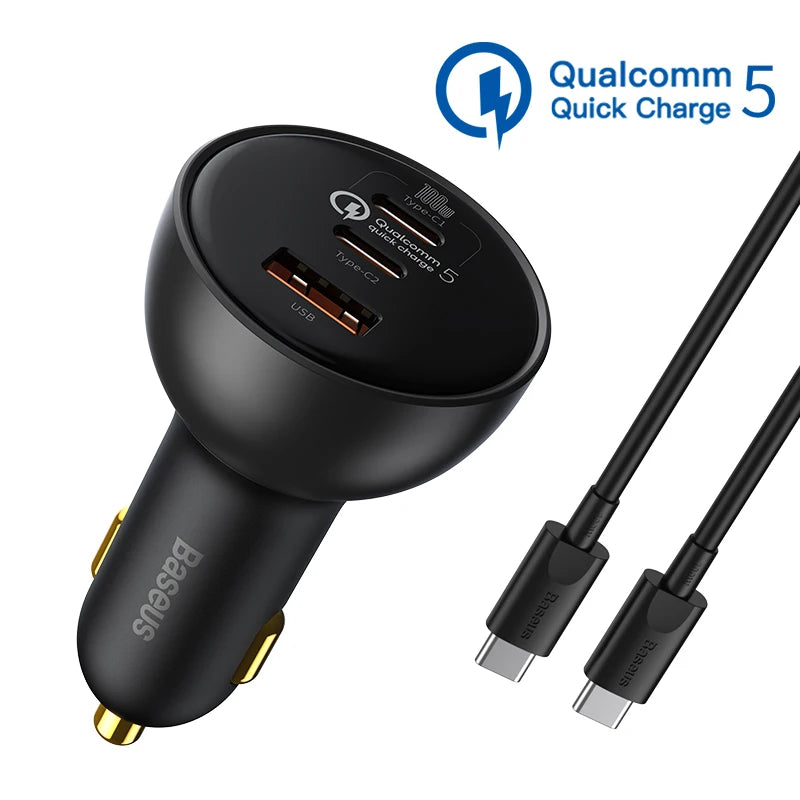 Baseus 160W Car Charger QC 5.0 Fast Quick Charging PPS PD3.0 USB Type C Car Phone Charge For iPhone 13 14 15 Pro Laptops Tablets - Shoppiline