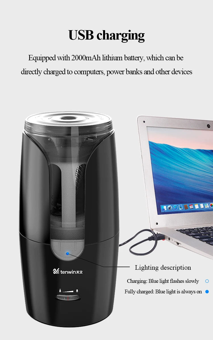 Tenwin Automatic Electric Pencil Sharpener For Colored Pencils Sharpen Mechanical Office School Supplies Stationery Free Ship - Shoppiline