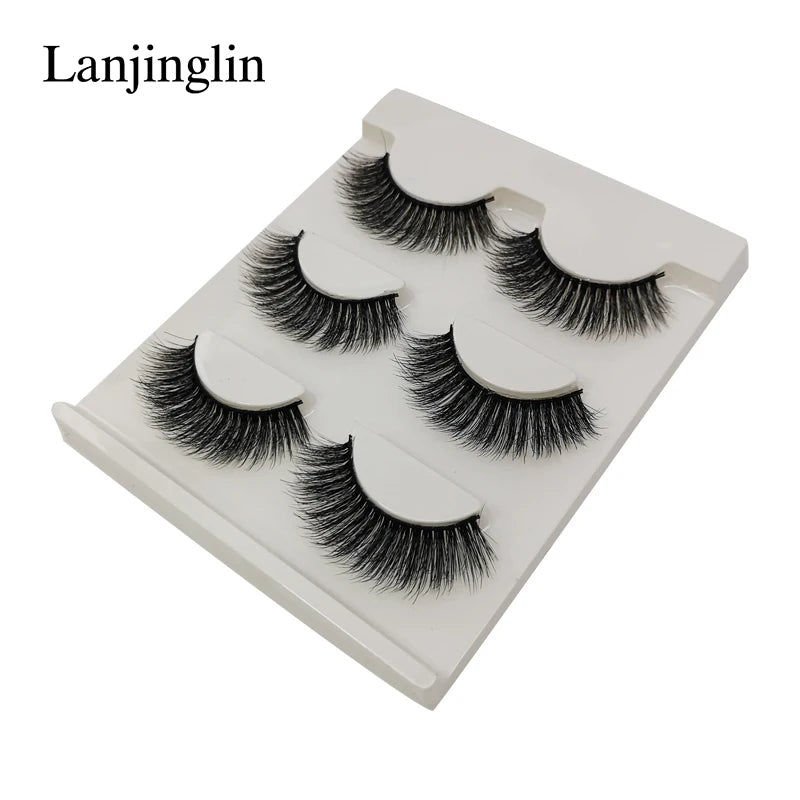 Neu 3 Paar natürliche falsche Wimpern Fake Lashes langes Make-up 3D Nerzwimpern Verlängerung Wimper Nerzwimpern für Schönheit #X11