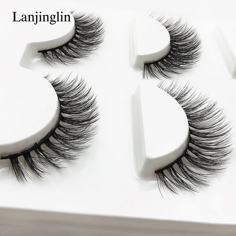 Neu 3 Paar natürliche falsche Wimpern Fake Lashes langes Make-up 3D Nerzwimpern Verlängerung Wimper Nerzwimpern für Schönheit #X11