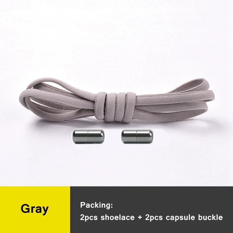 NEW 1 Pair Round Color Elastic Shoelaces Lock No Tie Shoelace Metal Easy to Remove Suitable for All Shoes Lazy Lace 21 Colors