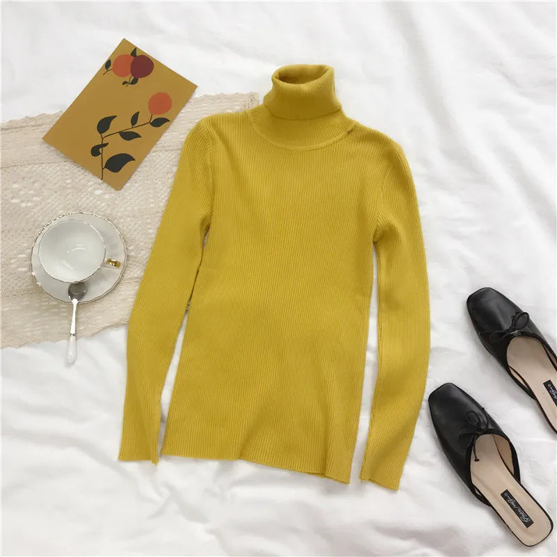 Turtleneck Sweater Womens 2026 Autumn Winter Tops Korean Slim Women Pullover Jumper Knitted Sweater Pull Femme Hiver Truien