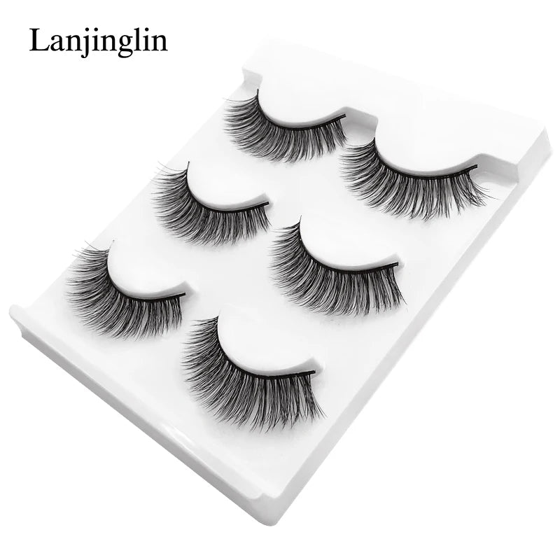 Neu 3 Paar natürliche falsche Wimpern Fake Lashes langes Make-up 3D Nerzwimpern Verlängerung Wimper Nerzwimpern für Schönheit #X11