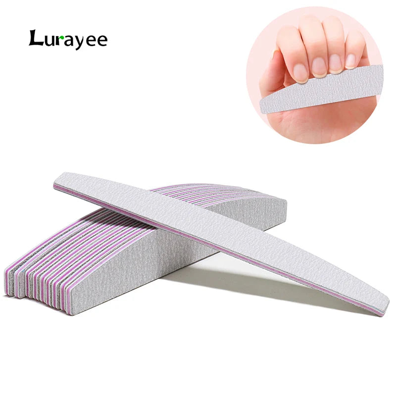 Nagelfeile Buffer 100/180 Körnung Halbmond Nagelfeilen Doppelseitiges Schmirgelpapier Nagel schleifen Gel Nagellack Maniküre-Werkzeug