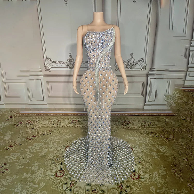 Novance Y2848-F Trend Products 2024 Transparent Luxury Wedding Dress Rhinestone Sexy Women Clothing With Tassel - Shoppiline
