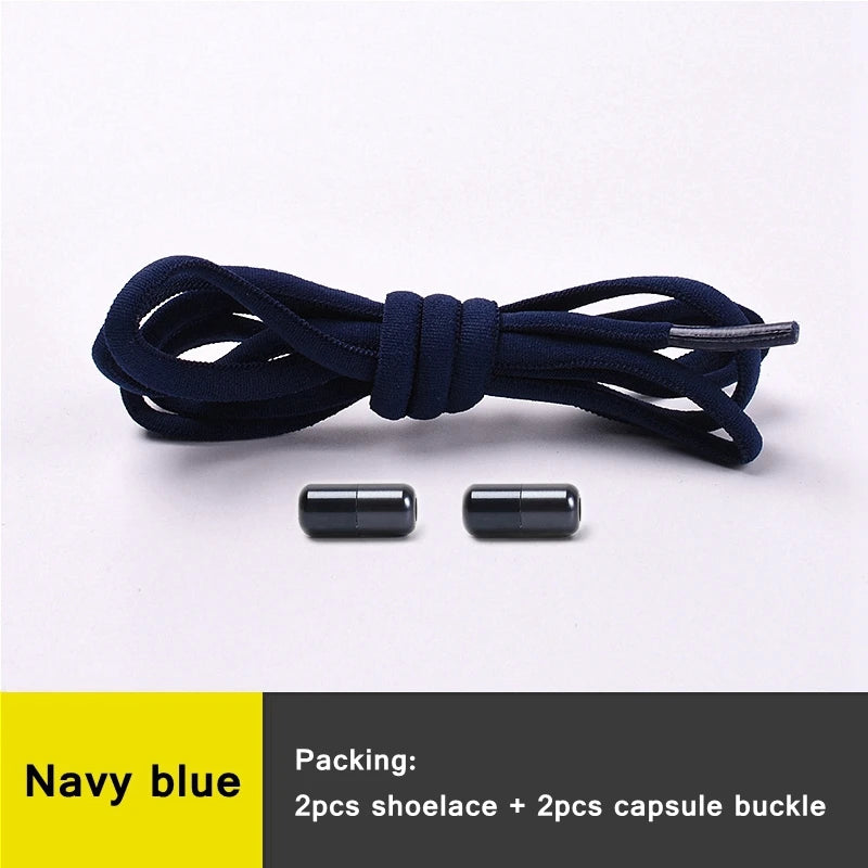 NEW 1 Pair Round Color Elastic Shoelaces Lock No Tie Shoelace Metal Easy to Remove Suitable for All Shoes Lazy Lace 21 Colors