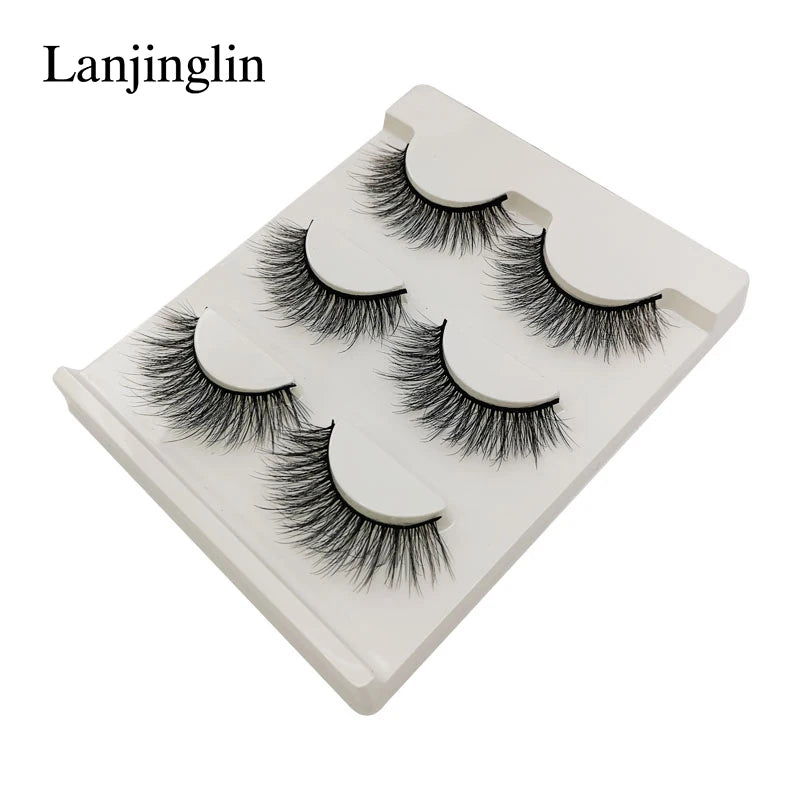 Neu 3 Paar natürliche falsche Wimpern Fake Lashes langes Make-up 3D Nerzwimpern Verlängerung Wimper Nerzwimpern für Schönheit #X11