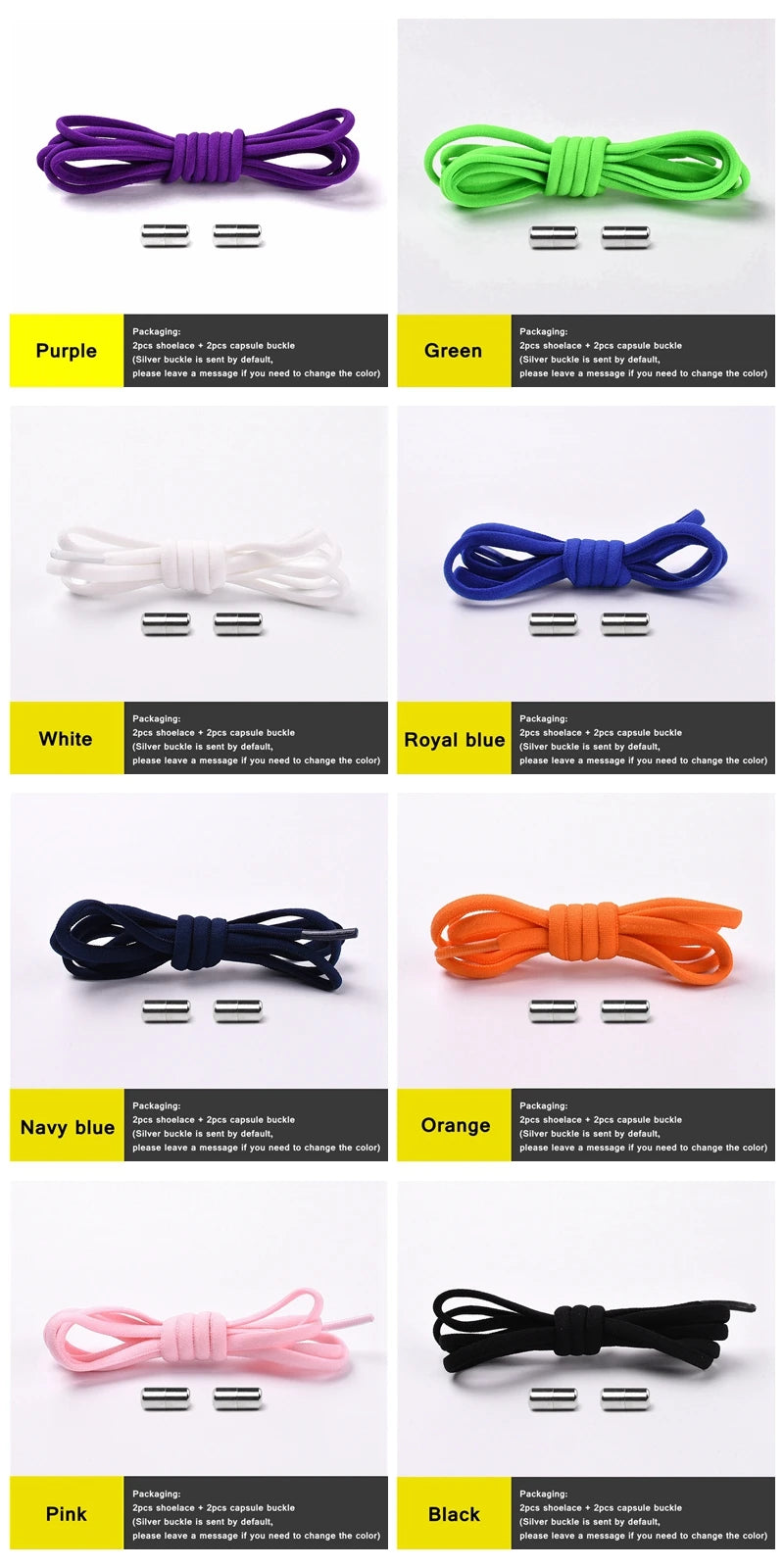 Semicircle No Tie Shoelaces Elastic Shoe laces Sneakers shoelace Metal Lock Lazy Laces for Kids and Adult One size fits all shoe