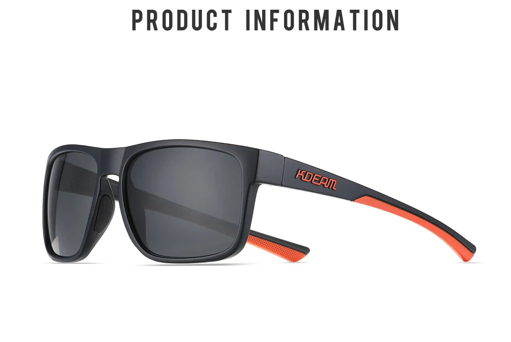 KDEAM New Polarized Men's Sunglasses Square Outdoor Photochromic Sun Glasses Women Non-Slip Nose Pad Full Accessories Included