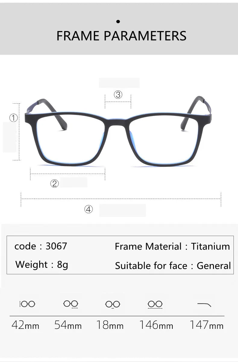 High Quality Pure Titanium Men Anti Blue Light Presbyopia Eyewear Reading Glasses with Diopter+1.0 +1.5 +2.0 +2.5 +3.0 +3.5+4.0