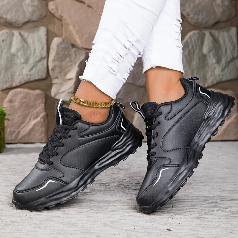 Autumn Men's Shoes 2024 New Trend Versatile Thick Sole Elevated Leather Sports and Casual Zapatos Running Shoes for Women - Shoppiline