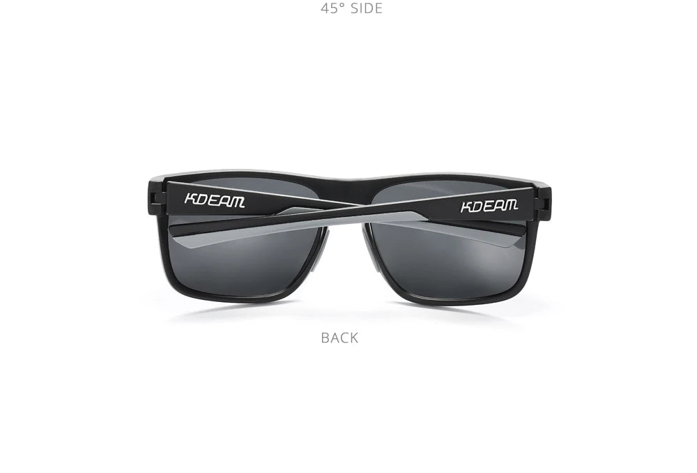 KDEAM New Polarized Men's Sunglasses Square Outdoor Photochromic Sun Glasses Women Non-Slip Nose Pad Full Accessories Included