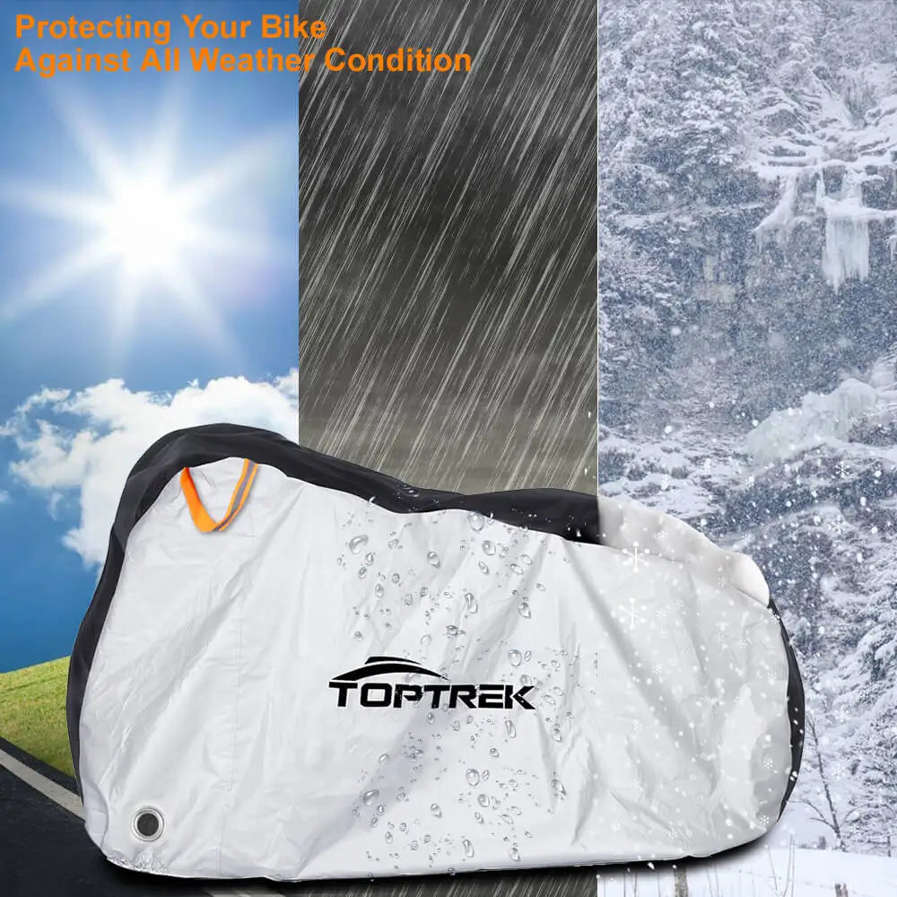 Housse de vélo Toptrek imperméable, protection contre la neige et la pluie, protection UV, protection contre la poussière pour vélo, housse de protection étanche 210T