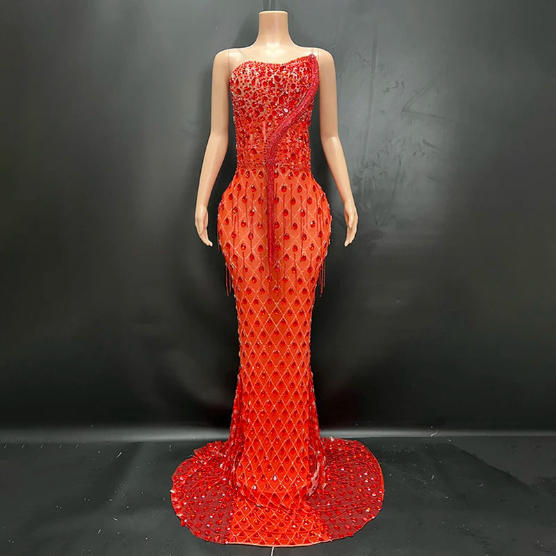 Novance Y2848-F Trend Products 2024 Transparent Luxury Wedding Dress Rhinestone Sexy Women Clothing With Tassel - Shoppiline