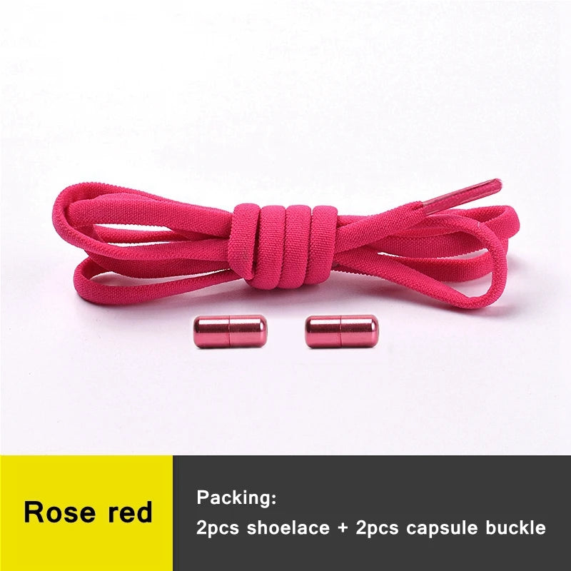 NEW 1 Pair Round Color Elastic Shoelaces Lock No Tie Shoelace Metal Easy to Remove Suitable for All Shoes Lazy Lace 21 Colors