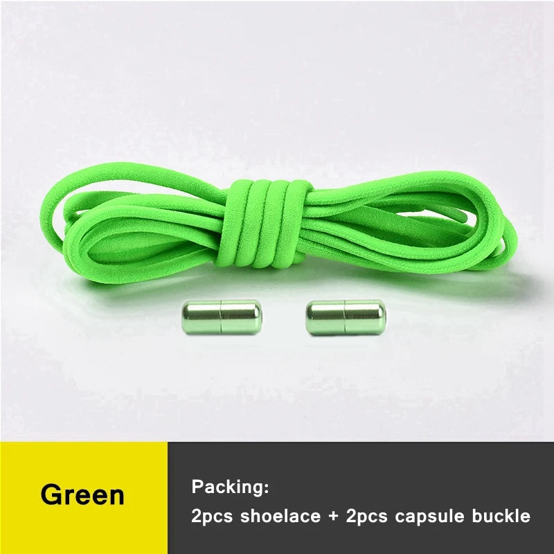 NEW 1 Pair Round Color Elastic Shoelaces Lock No Tie Shoelace Metal Easy to Remove Suitable for All Shoes Lazy Lace 21 Colors