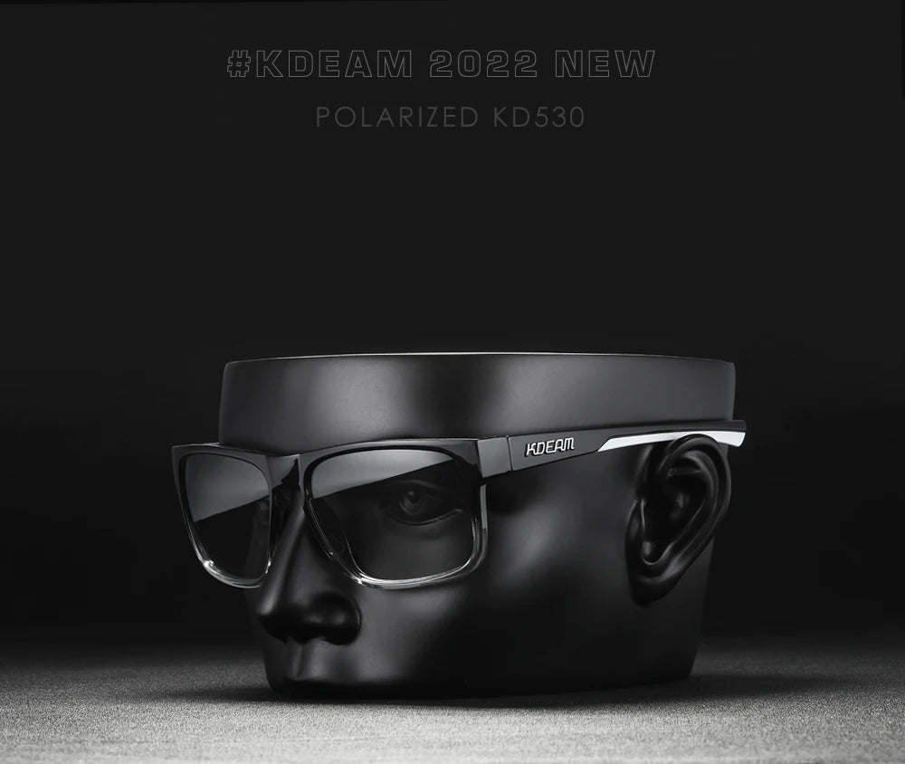 KDEAM New Polarized Men's Sunglasses Square Outdoor Photochromic Sun Glasses Women Non-Slip Nose Pad Full Accessories Included