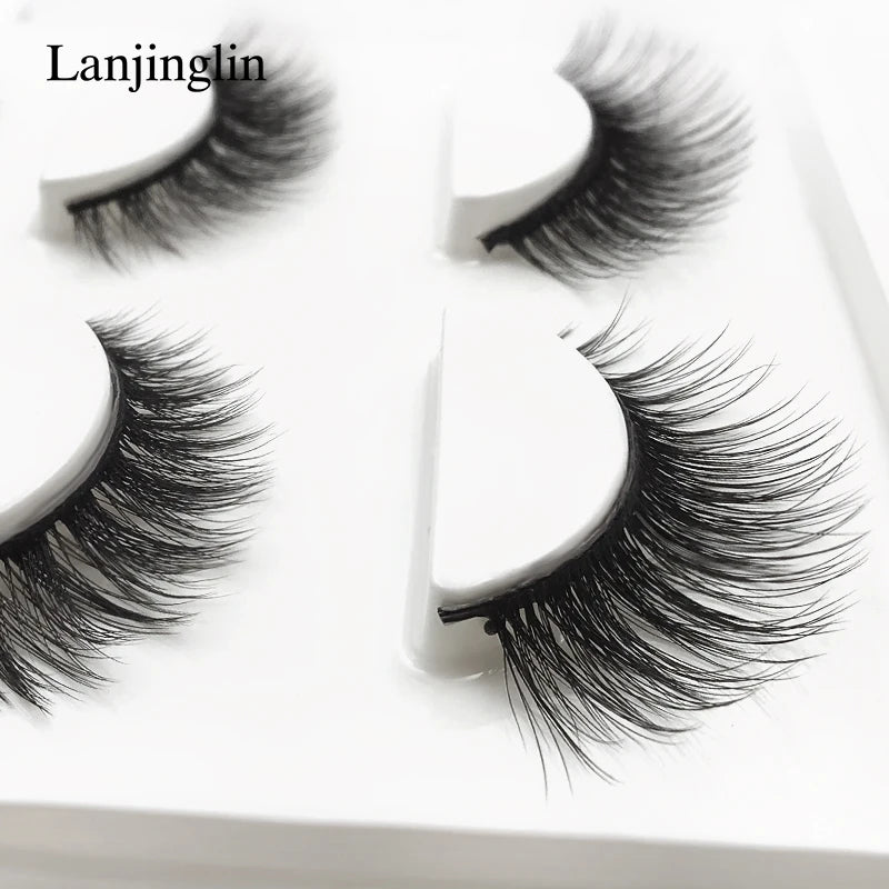 Neu 3 Paar natürliche falsche Wimpern Fake Lashes langes Make-up 3D Nerzwimpern Verlängerung Wimper Nerzwimpern für Schönheit #X11