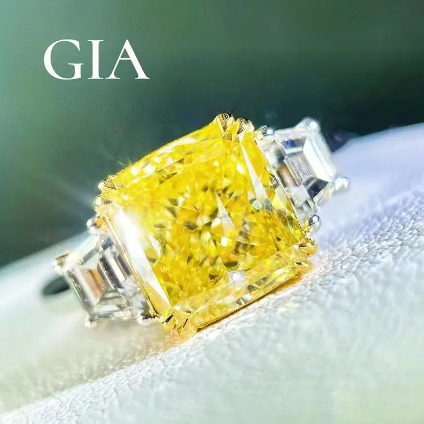 Sgarit Drop Shipping  18K White Gold 3.01Ct Real Natural Fancy Yellow Diamond Ring Wedding Jewelry Women Custom Jewellery - Shoppiline