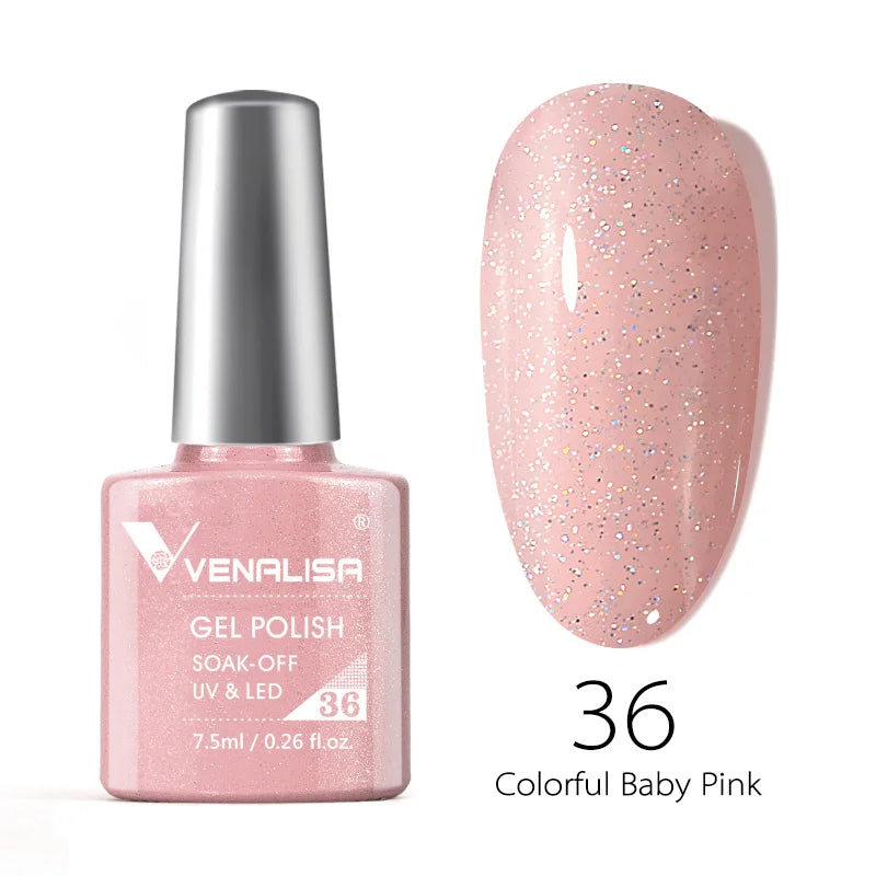 Venalisa 7.5ml Nail Gel Polish 60 Color Glitter Color Nail Varnish For Nail Art Manicure Top Coat Soak Off Enamel UV Gel Varnish