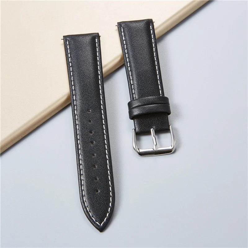 Genuine Leather Watchbands Calfskin Replace Wristwatch Straps 18mm 20mm 22mm 24mm Watch Accessories Men Women Soft Watchband