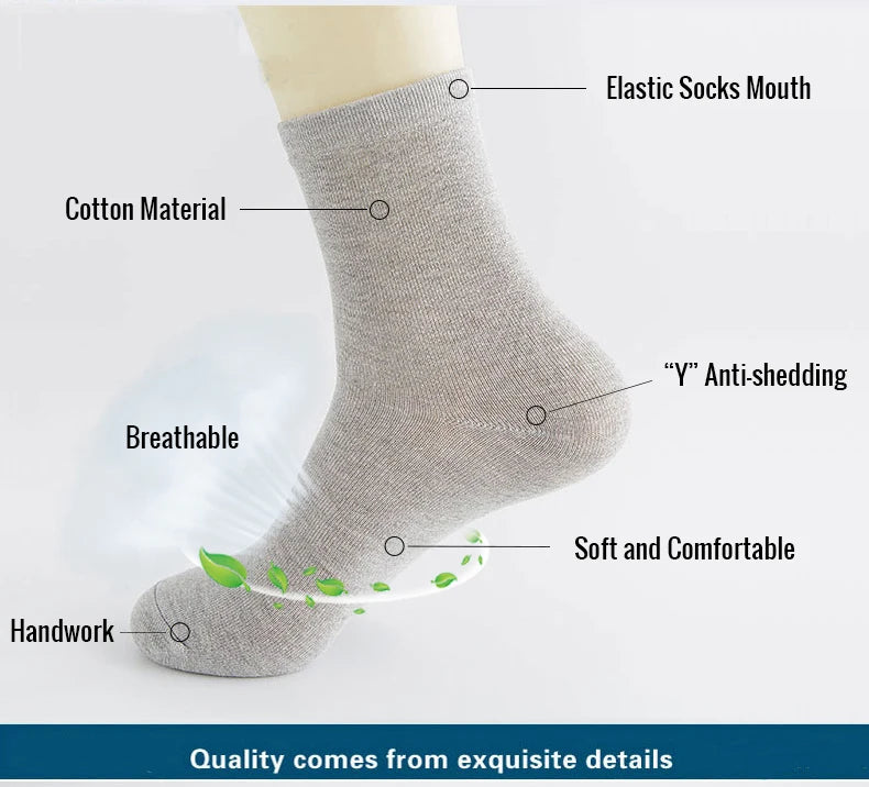 HSS Lot de 5/10 paires de chaussettes en mélange de coton pour hommes, noires, d'affaires, douces, respirantes, pour l'été et l'hiver, grande taille (6.5-14)