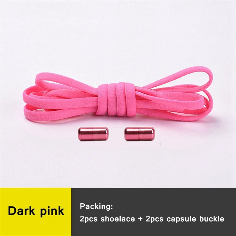 NEW 1 Pair Round Color Elastic Shoelaces Lock No Tie Shoelace Metal Easy to Remove Suitable for All Shoes Lazy Lace 21 Colors