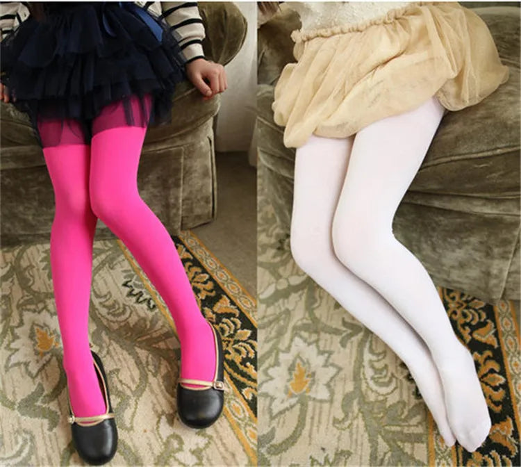 Girls Ballet Dance Pantyhose Children A Thin Section Fashion Velvet Tights Baby Solid Black White Stockings For 0-15Y Kids CN