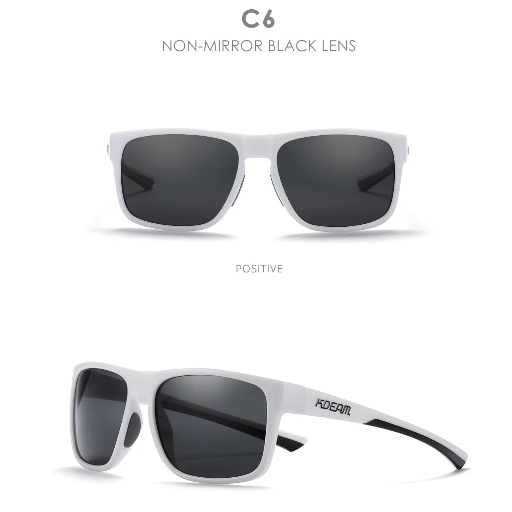 KDEAM New Polarized Men's Sunglasses Square Outdoor Photochromic Sun Glasses Women Non-Slip Nose Pad Full Accessories Included