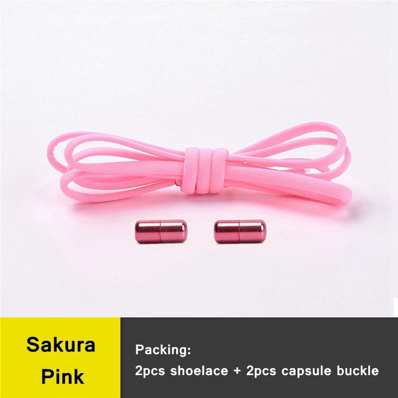 NEW 1 Pair Round Color Elastic Shoelaces Lock No Tie Shoelace Metal Easy to Remove Suitable for All Shoes Lazy Lace 21 Colors