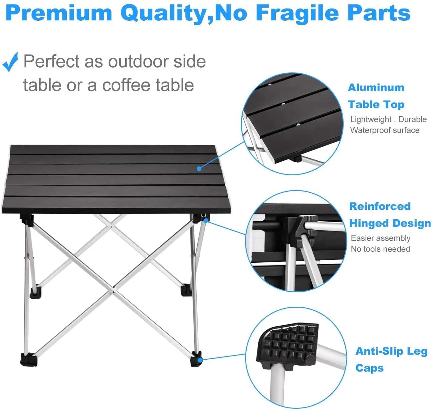 Table de camping pliante portable ultralégère, bureau de dîner extérieur pliable en alliage d'aluminium haute résistance pour fête de jardin, pique-nique, barbecue